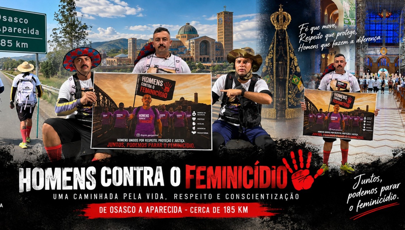 Homens Contra o Feminicídio: GCMs caminham cerca de 185 km de Osasco a Aparecida pela conscientização